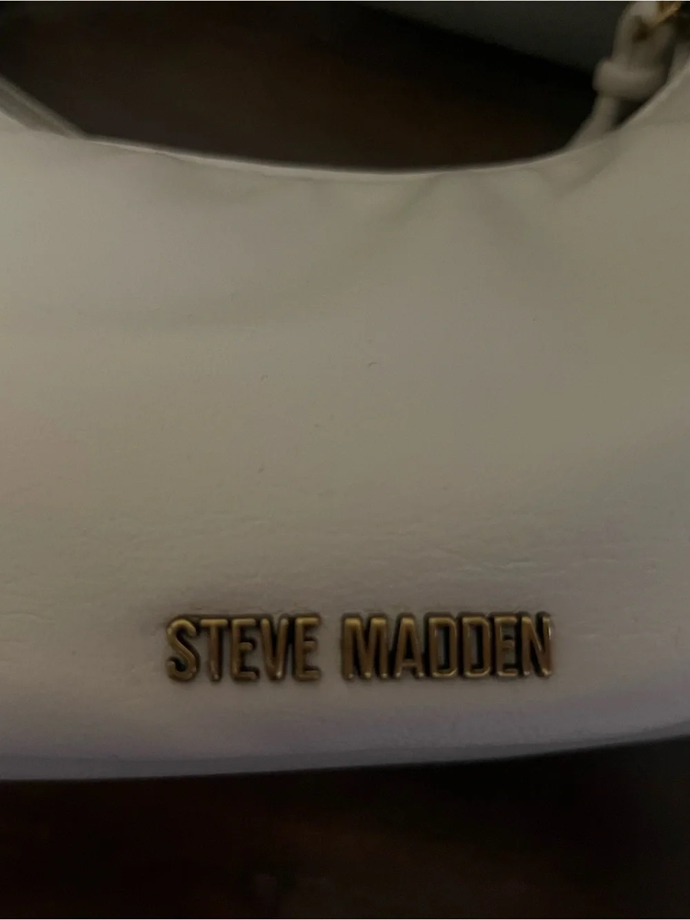 Steve Madden White Faux Leather Hobo Shoulder Bag with Gold Hardware - Picture 2 of 5